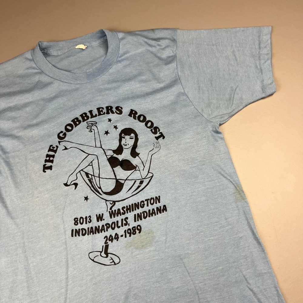 Unbranded The Gobblers Roost Graphic Tee Mens M Blue Vintage 1989 Single Stitch